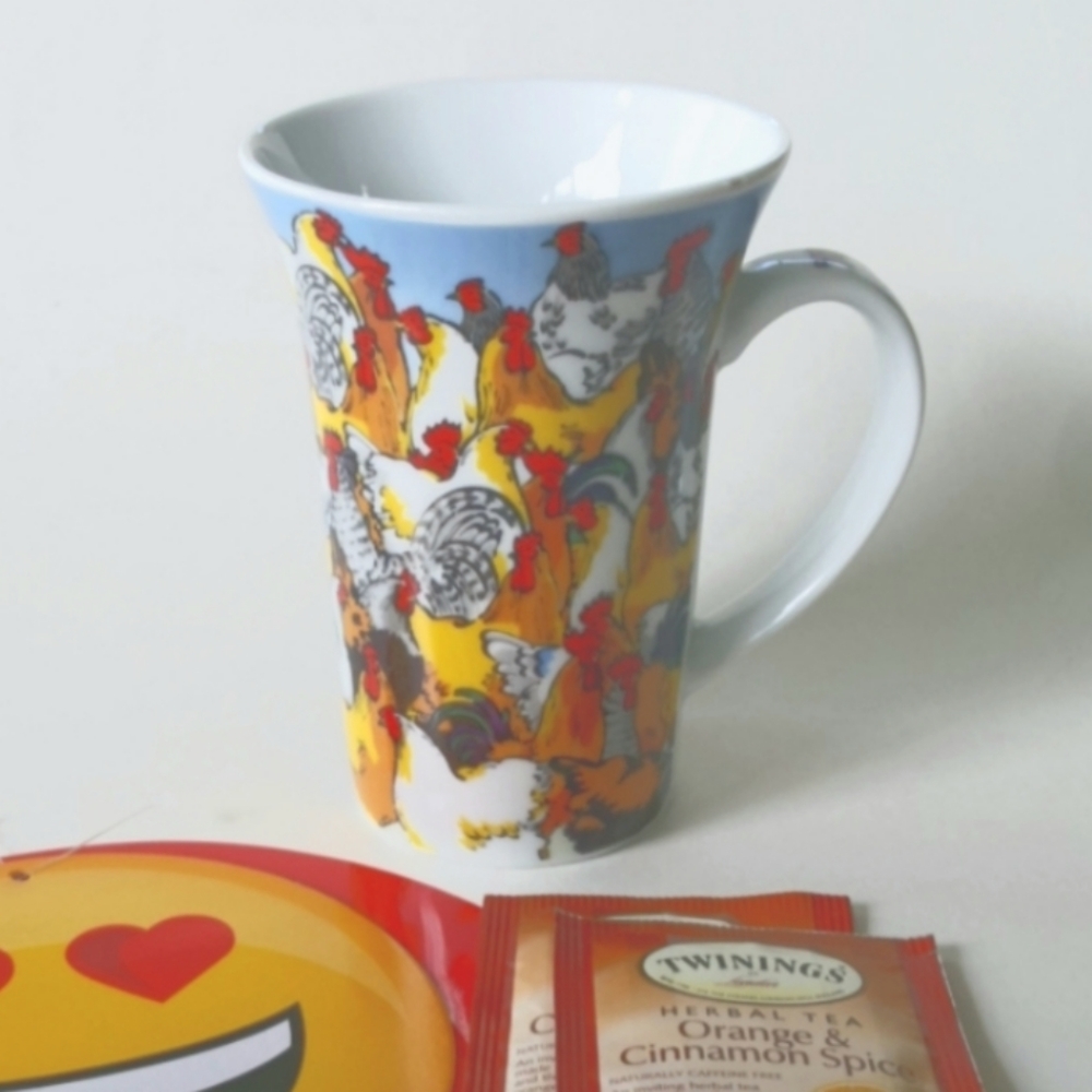 UK Roosters Lover Ceramic Mug 2008 Paul Cardew Cheerful Colorful - Picture 3 of 9